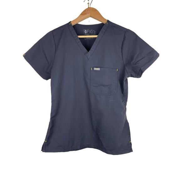 Figs Women's Size XS Gray Short Sleeve V-Neck Super Soft Uniform Scrub Top - Picture 1 of 7
